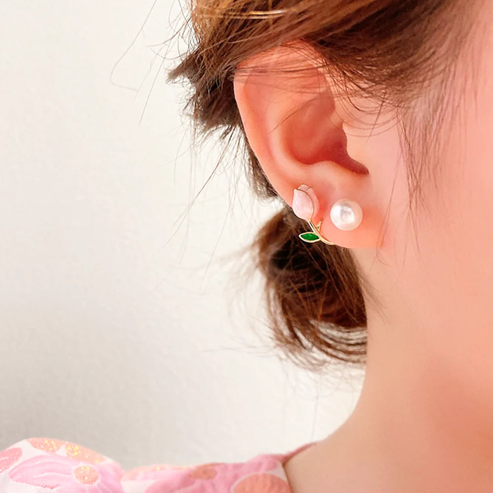 aretes de tulipán rosa