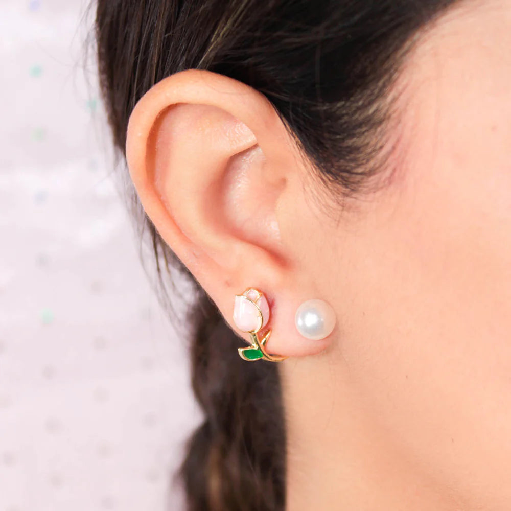 aretes de tulipán rosa