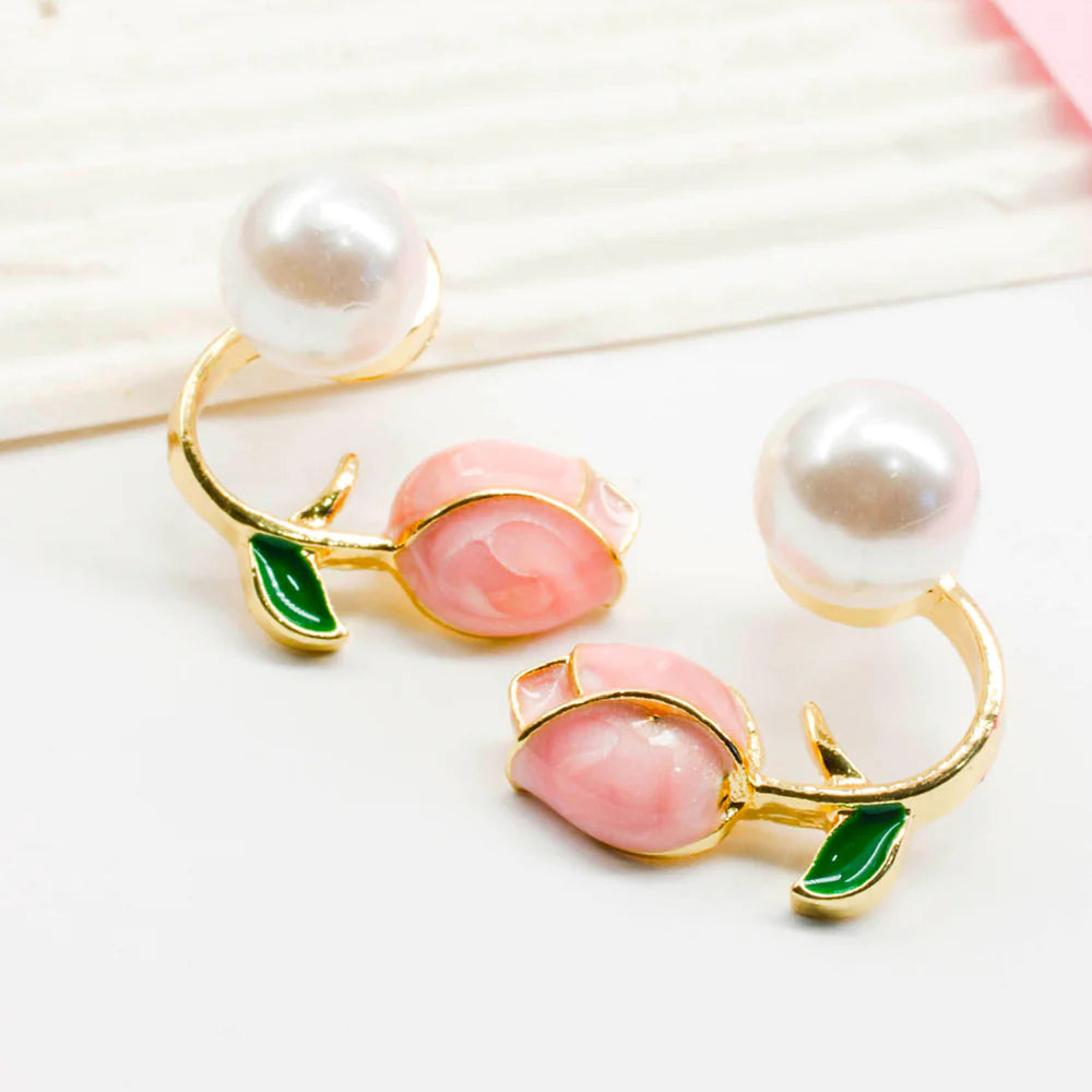 aretes de tulipán rosa