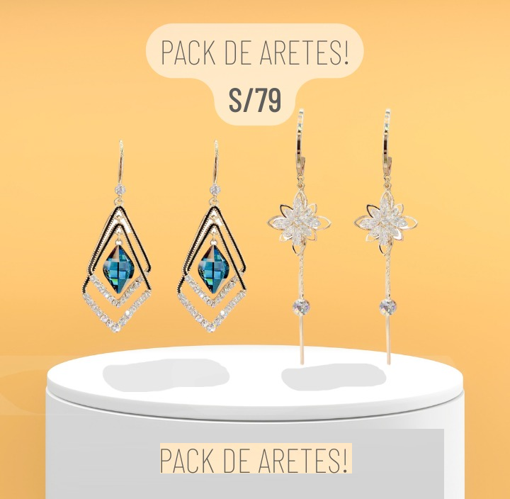 PACK DE ARETES ROMBO + ARETES FLECOS