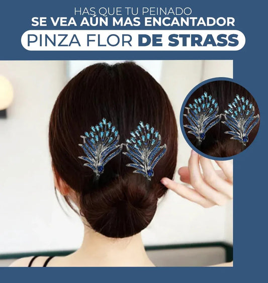 Pinza flor Strass