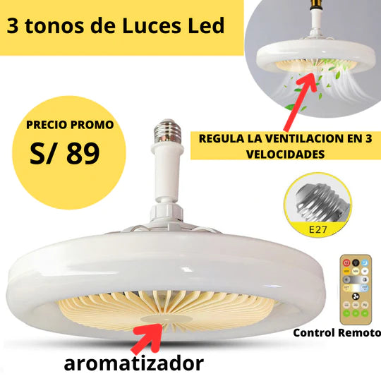 LUZ LED 3 EN 1 ( FOCO, VENTILADOR,MUSICAL)