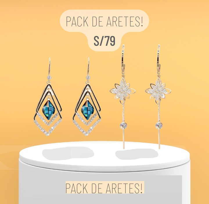 PACK DE ARETES ROMBO + ARETES  FLECOS